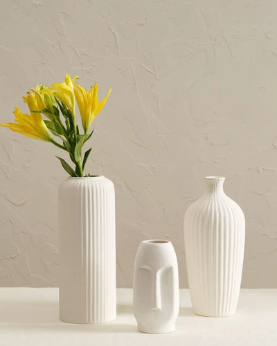 Bloom White Ceramic Vase | Set of 3