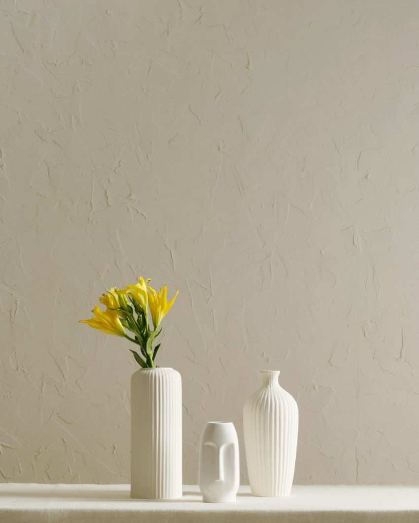 Bloom White Ceramic Vase | Set of 3