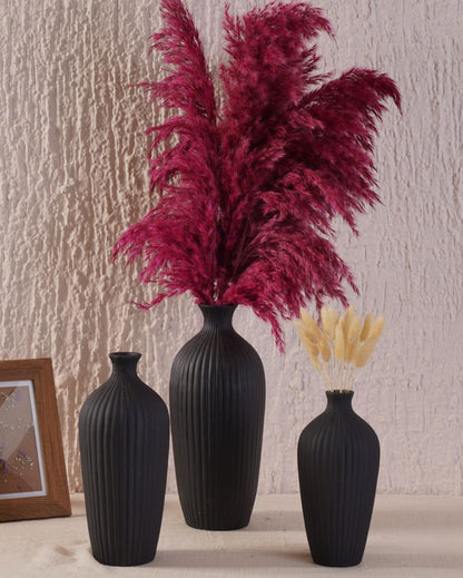 Saroi Ceramic Vase | Set of 3 Black
