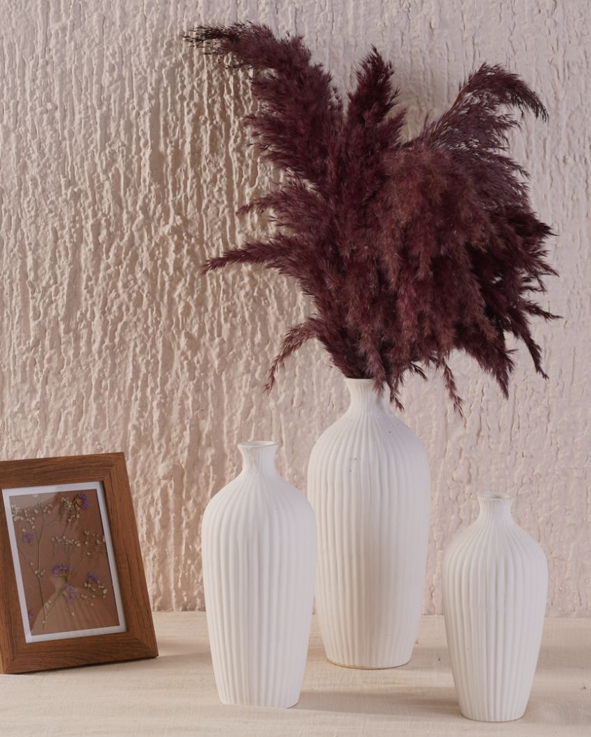 Saroi Ceramic Vase | Set of 3 White