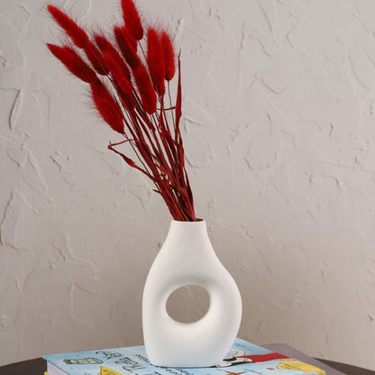 Nordic White Donut Ceramic Vase | 6 Inches