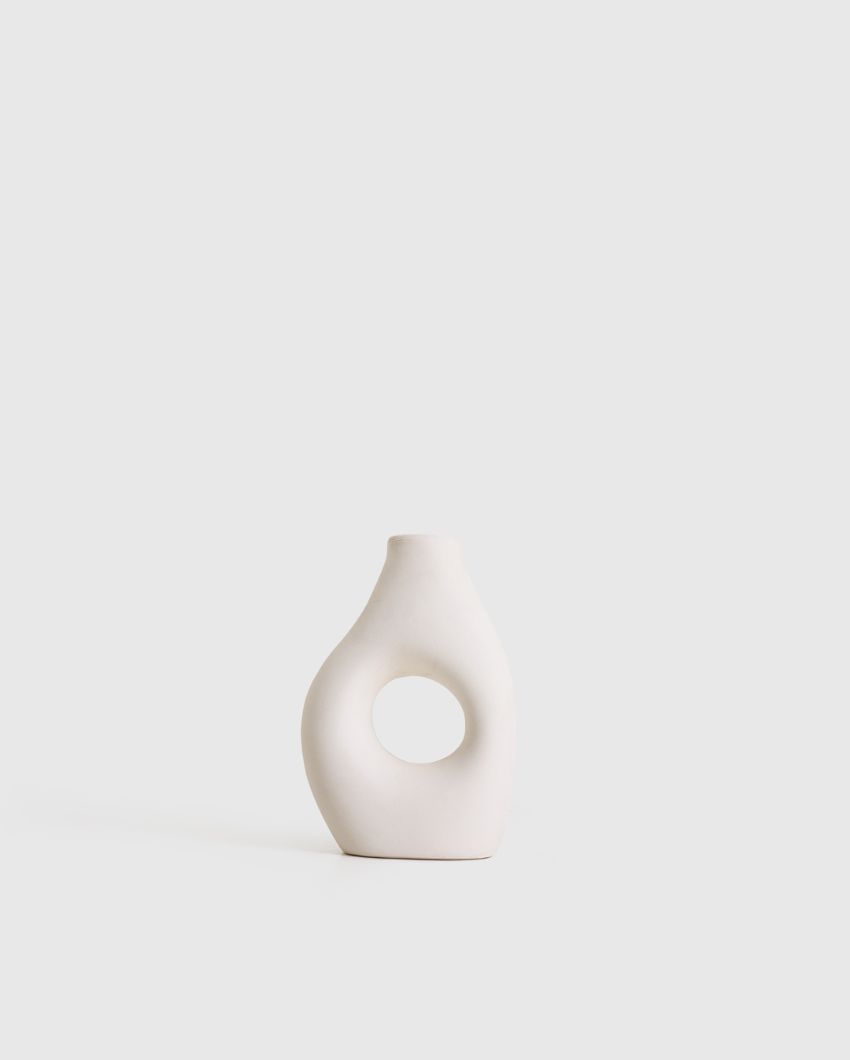 Nordic White Donut Ceramic Vase | 6 Inches