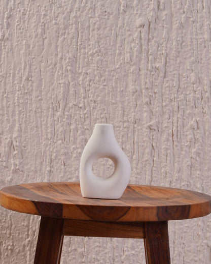 Nordic White Donut Ceramic Vase | 6 Inches