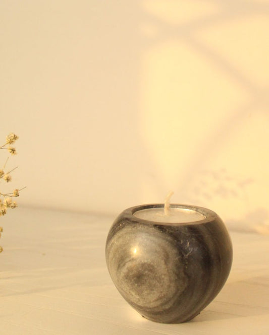 Elongated Concave Marble Candle