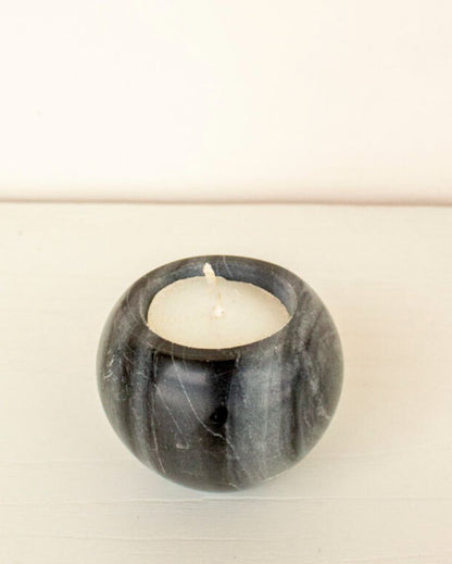 Elongated Concave Marble Candle