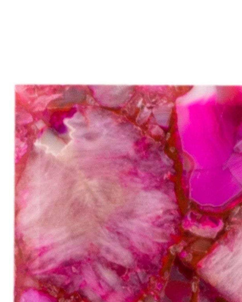 Pink Agate Square Stone Coaster | Set of 4