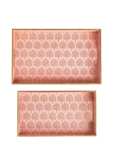 Pink Tree Serving Mdf Wooden Trays | Set Of 2