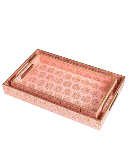 Pink Tree Serving Mdf Wooden Trays | Set Of 2