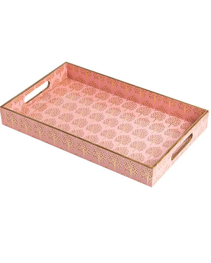 Large Pink Tree Serving Mdf Wooden Tray | 16 x 10 x 2 inches