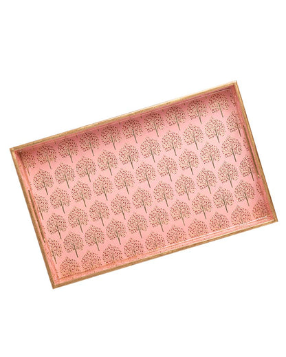 Large Pink Tree Serving Mdf Wooden Tray | 16 x 10 x 2 inches