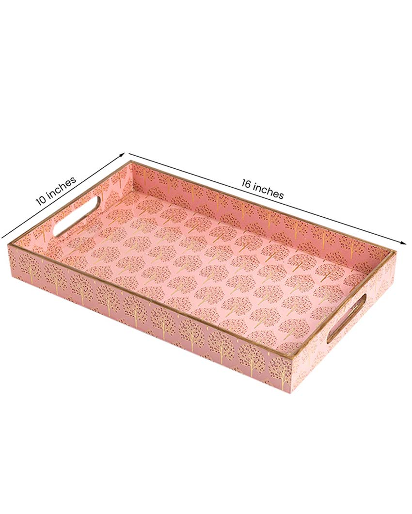 Large Pink Tree Serving Mdf Wooden Tray | 16 x 10 x 2 inches