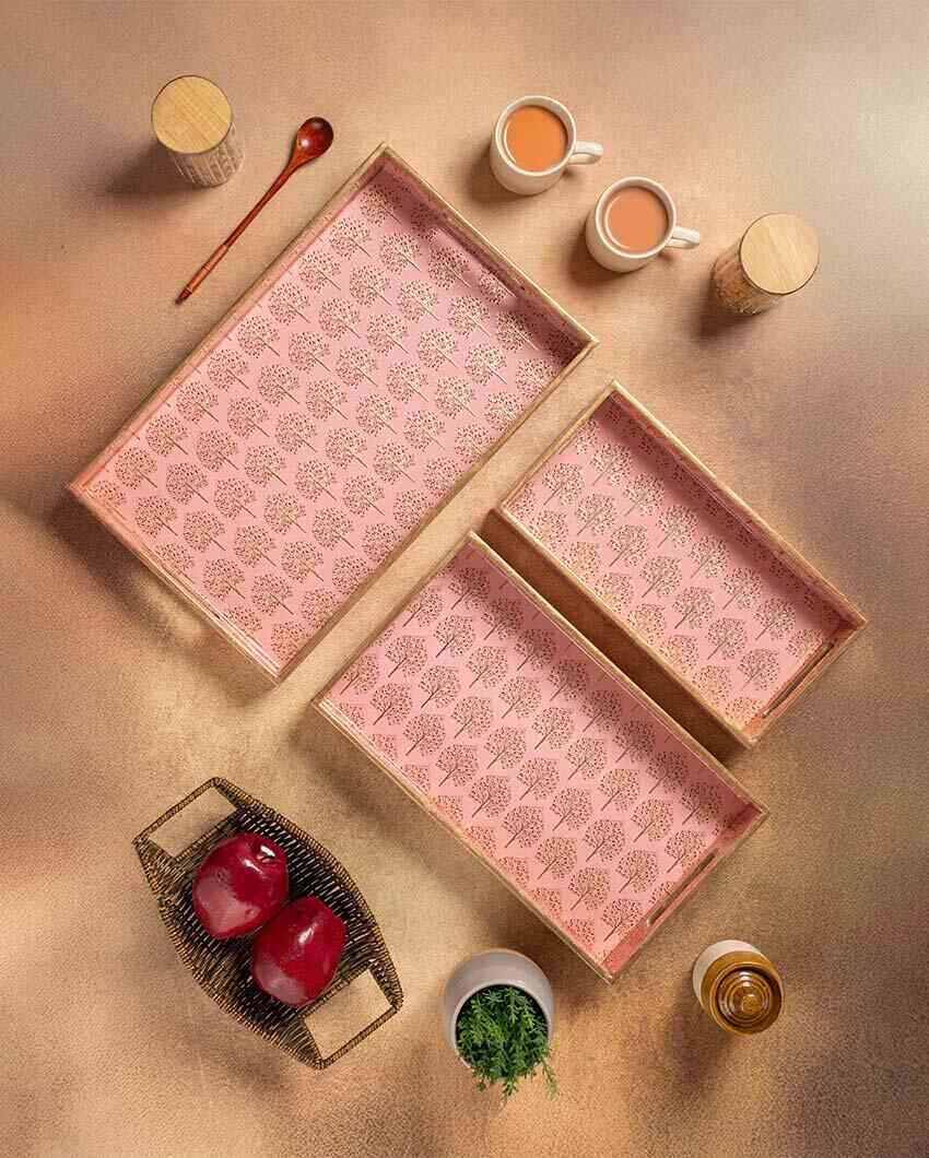 Pink Tree Serving Mdf Trays | Set Of 3