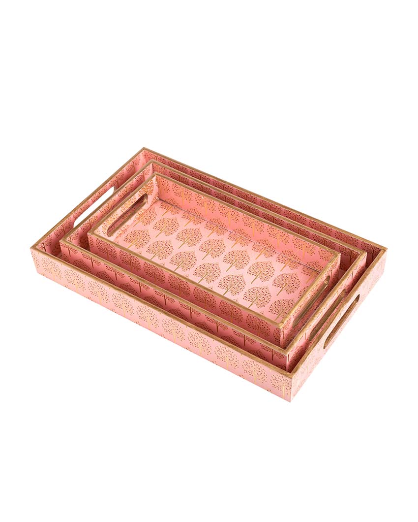 Pink Tree Serving Mdf Trays | Set Of 3