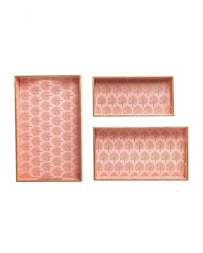 Pink Tree Serving Mdf Trays | Set Of 3