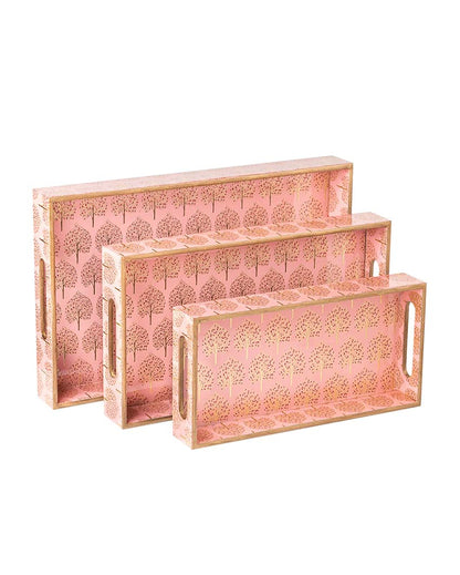 Pink Tree Serving Mdf Trays | Set Of 3