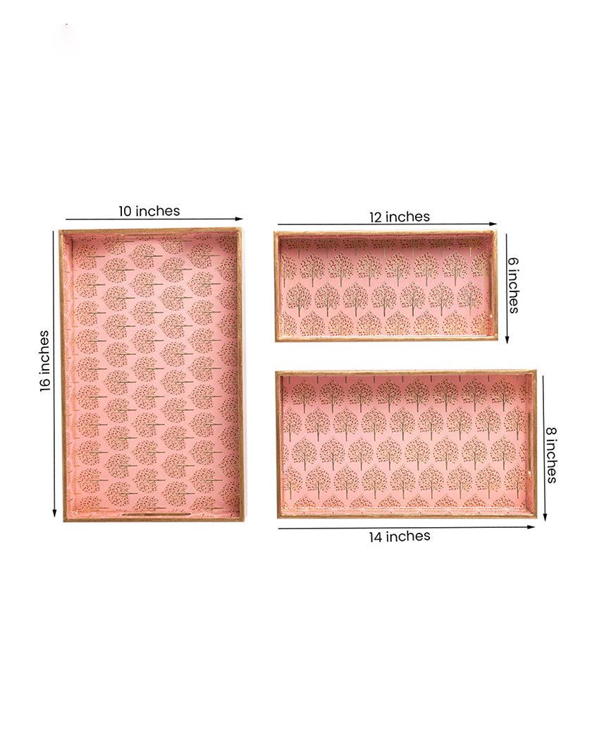 Pink Tree Serving Mdf Trays | Set Of 3