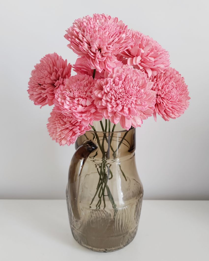 Pink Zinnia Sholapith DIY Flower Bunch | Vase Not Included  | 8 Flower Heads