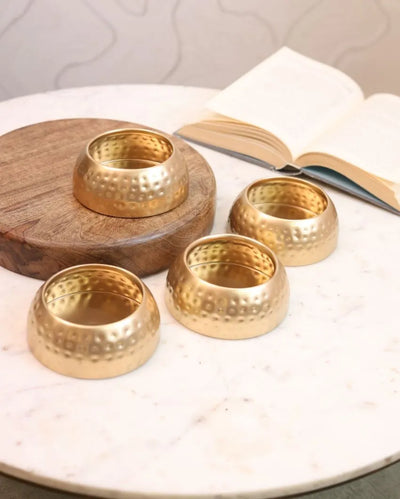 Gold Plated Bowl Planter | Set of 4 | 5 x 3 inches