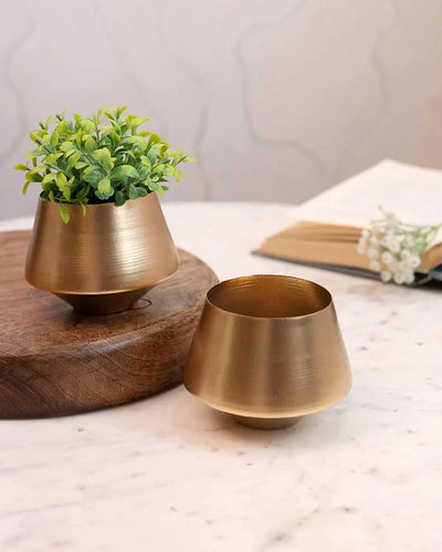 Wine Shape Table Top Planter | Gold | Set of 2