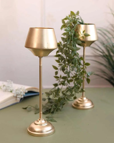 Wine Shape Table Top Planter with Stand Set | Gold