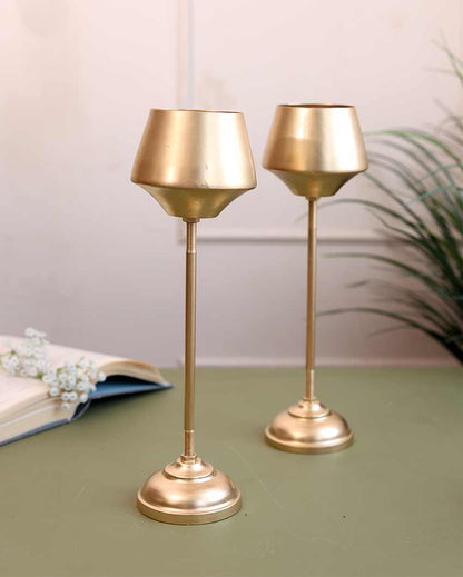 Wine Shape Table Top Planter with Stand Set | Gold