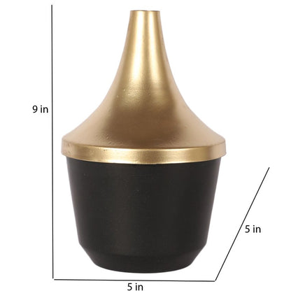 Modern Style Black with Gold Shade Flower Vase | 5 x 9 inches