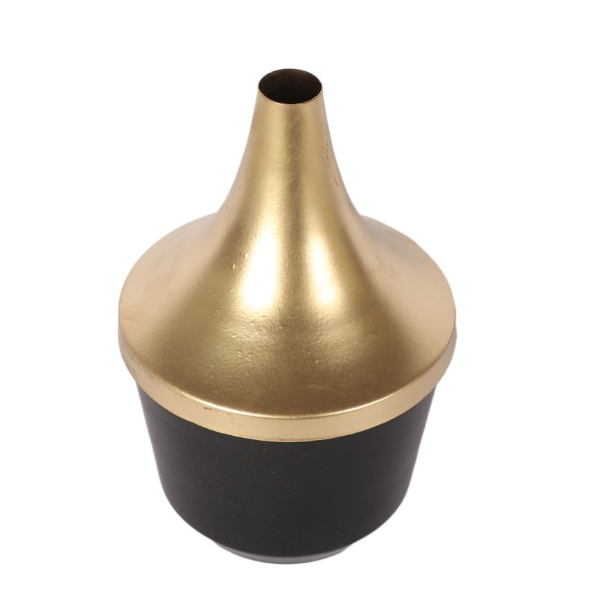 Modern Style Black with Gold Shade Flower Vase | 5 x 9 inches