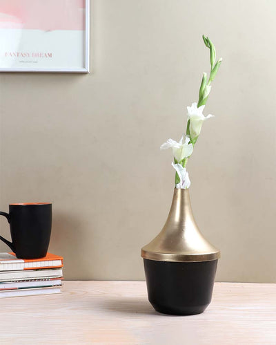 Fine Finish Black and Gold Wine Flower Pot | 5 x 9 inches