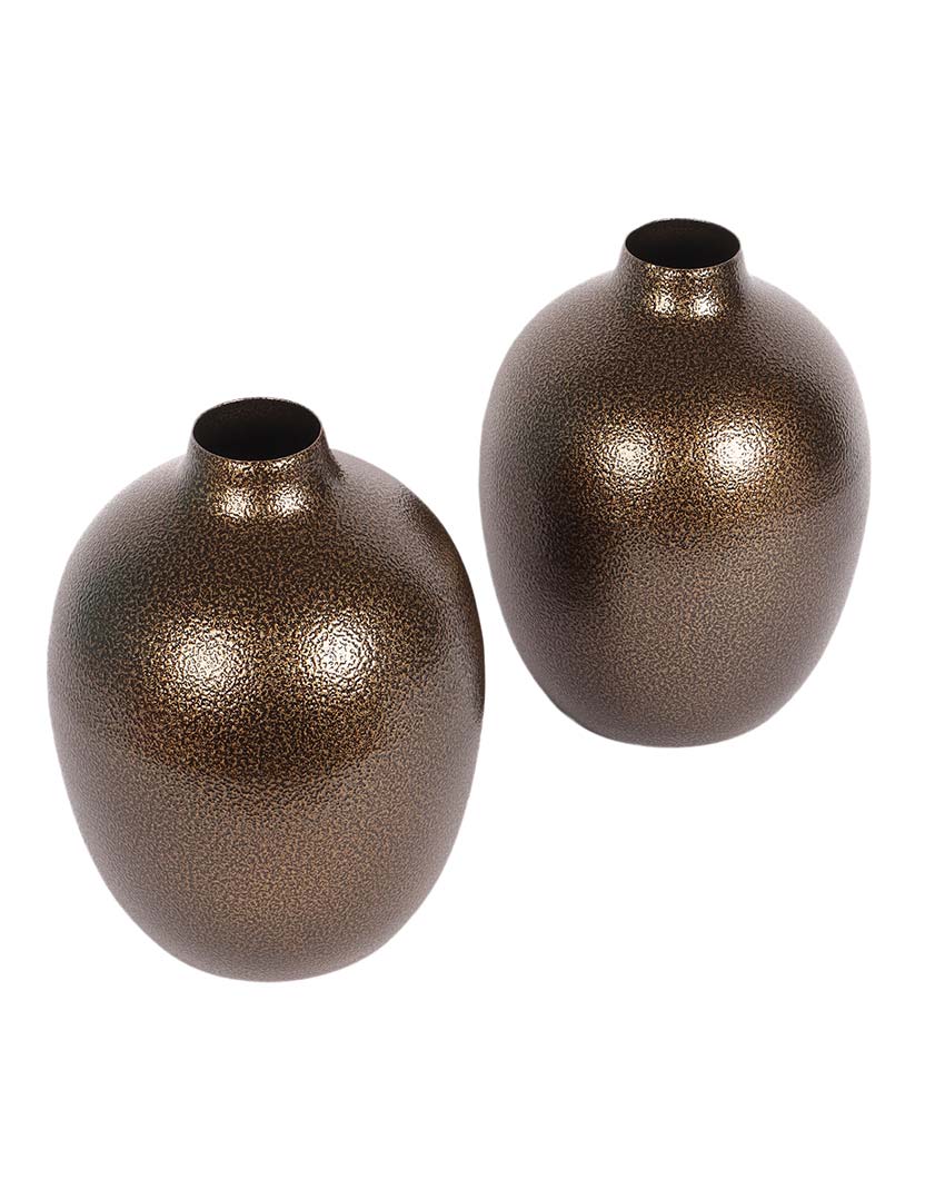 Trendy Brown Textured Flower Pots | Set Of 2 |  3 x 8 inches