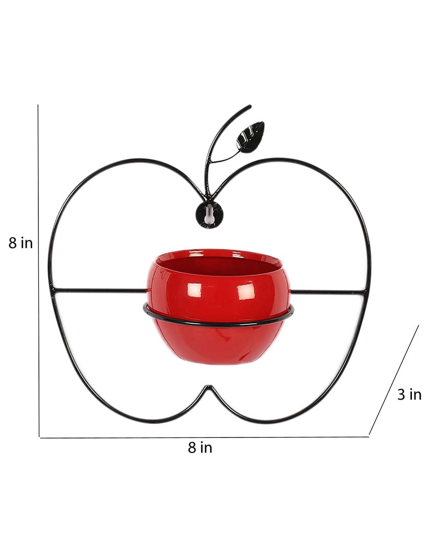 Apple Design Wall Hanging Planters | Set Of 2 | 8 x 8 x 3 inches