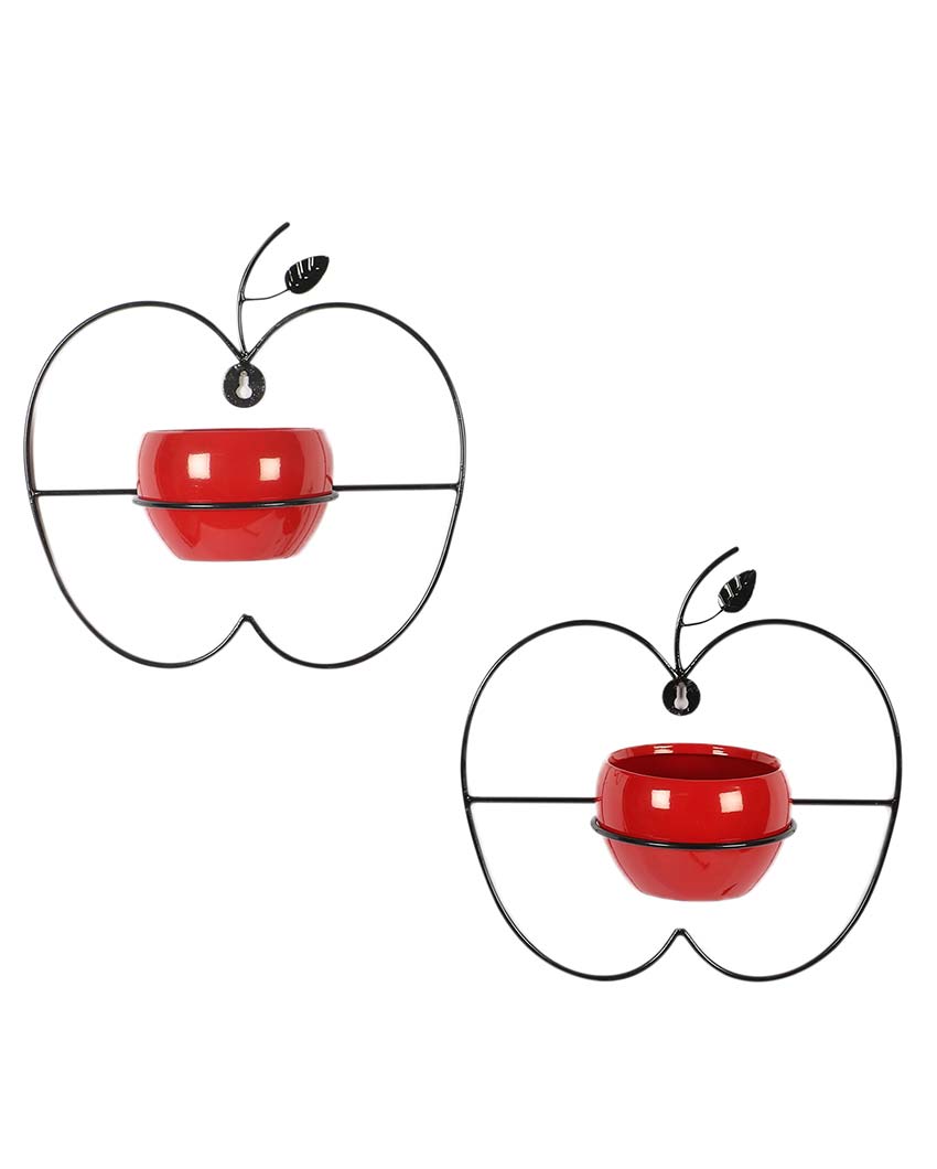 Apple Design Wall Hanging Planters | Set Of 2 | 8 x 8 x 3 inches