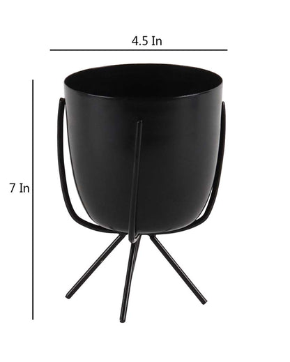 Artisanal Metal Planters with Stand | Set Of 2 | 5 x 7 inches