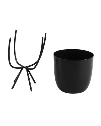 Artisanal Metal Planters with Stand | Set Of 2 | 5 x 7 inches