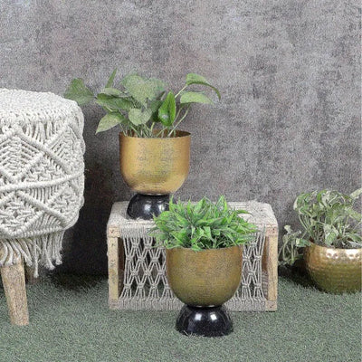 Black & Gold Double Layer Detachable Planter | Set of 2