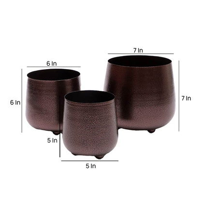 Copper Hammerd Bowl Planter | Set of 3 Default Title