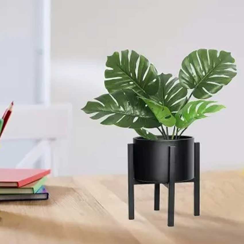 Elevate Four Leg Metal Stand With Planter Pot Without Plant | Pack of 2