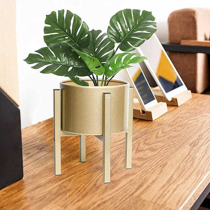 Elevate Four Leg Metal Stand With Planter Pot Without Plant | Pack of 2