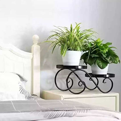 Black & White Classic Planter Pots With Tray Stand Without Plant | Pack of 3 | 6 x 10 x 16 inches