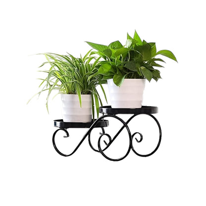 Black & White Classic Planter Pots With Tray Stand Without Plant | Pack of 3 | 6 x 10 x 16 inches