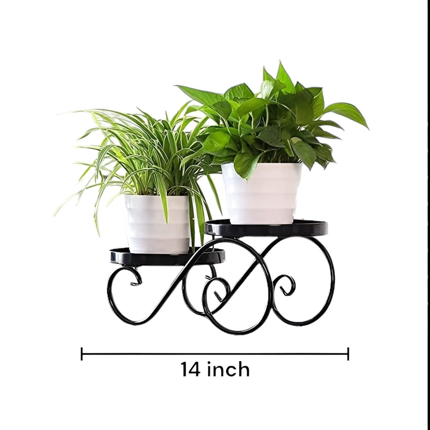 Black & White Classic Planter Pots With Tray Stand Without Plant | Pack of 3 | 6 x 10 x 16 inches