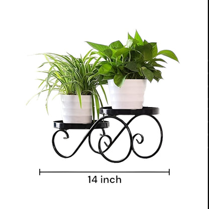 Black & White Classic Planter Pots With Tray Stand Without Plant | Pack of 3 | 6 x 10 x 16 inches