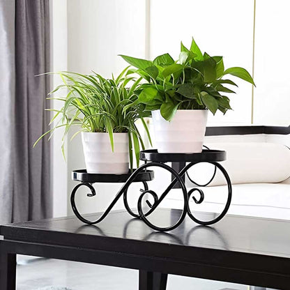 Black & White Classic Planter Pots With Tray Stand Without Plant | Pack of 3 | 6 x 10 x 16 inches