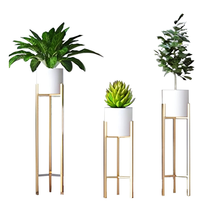 Modern Black Trio Planters With Stands Without Plants | Pack of 6