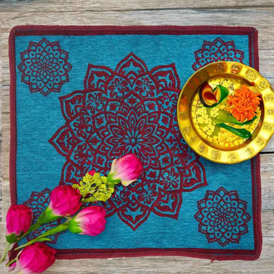 Beautiful Chenille Prayer Puja Mat | 24 x 24 inches