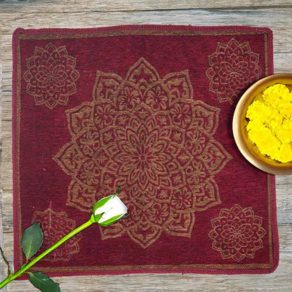 Beautiful Chenille Prayer Puja Mat | 24 x 24 inches