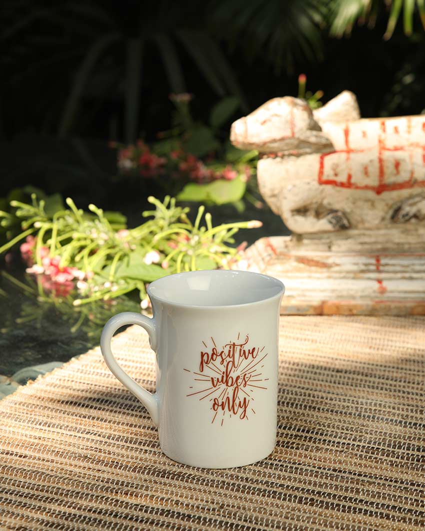 Positive Vibes Porcelain Coffee Mugs | Set Of 2