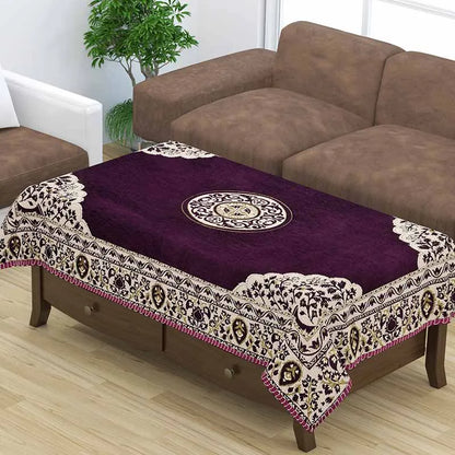 Floral Velvet Center Table Cover | 60 x 40 Inches - Dusaan