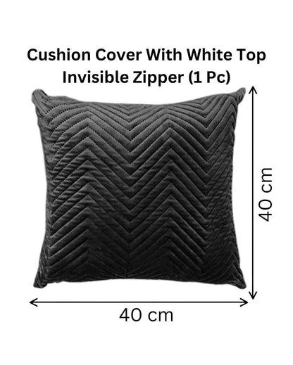 Quilted Velvet Cushion Cover With Top Zipper | 16 x 16 inches