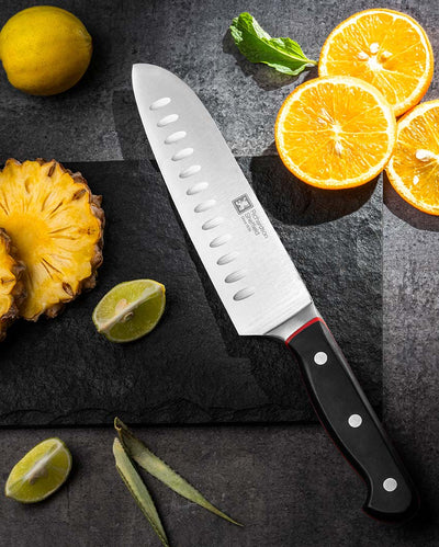 Practical Function Velocity Santoku Knife With Black Handle | 7 x 2 inches