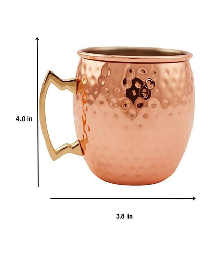 Premium Copper Mugs | Set Of 2 | 500 ml | 4 x 4 inches